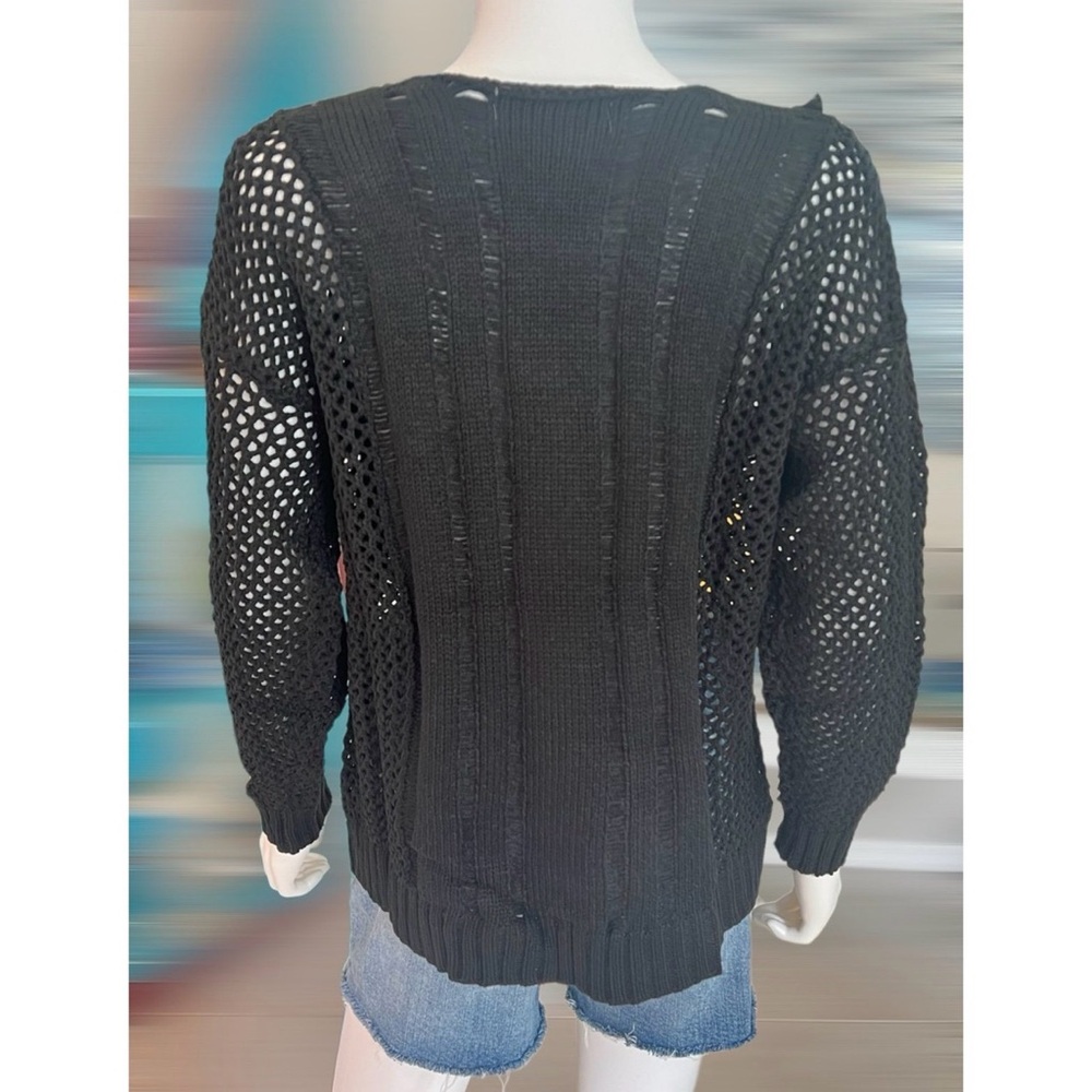 FLYING TOMATO boho inspired black sweater top S M L - Picture 6 of 8